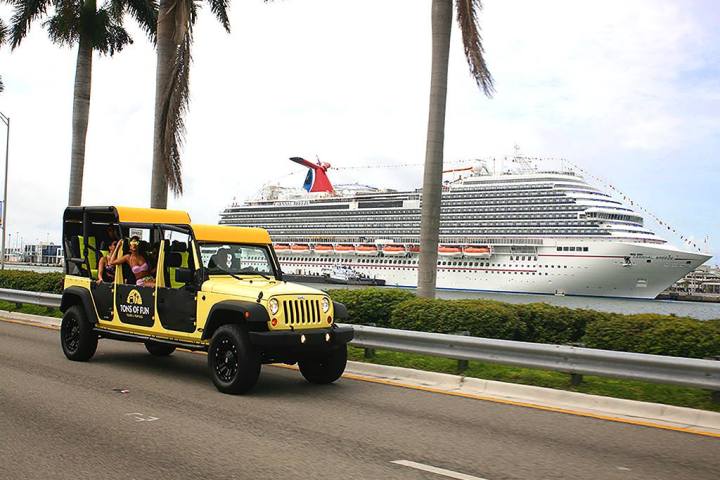 a truck that is driving down the road